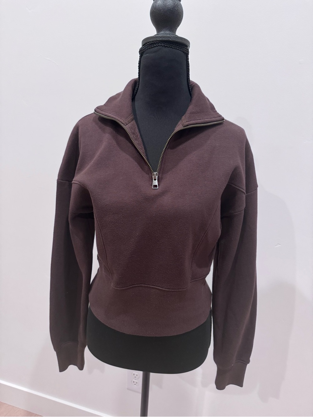 Brown Funnel Neck Half Zip Sweatshirt